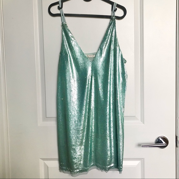 Free People Ice Blue Sequin Mini Dress 🧊 - Picture 2 of 6